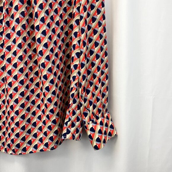 Annabella Womens Round Neck Pullover Blouse Long Sleeve Multicolor Geometric L - Picture 5 of 10